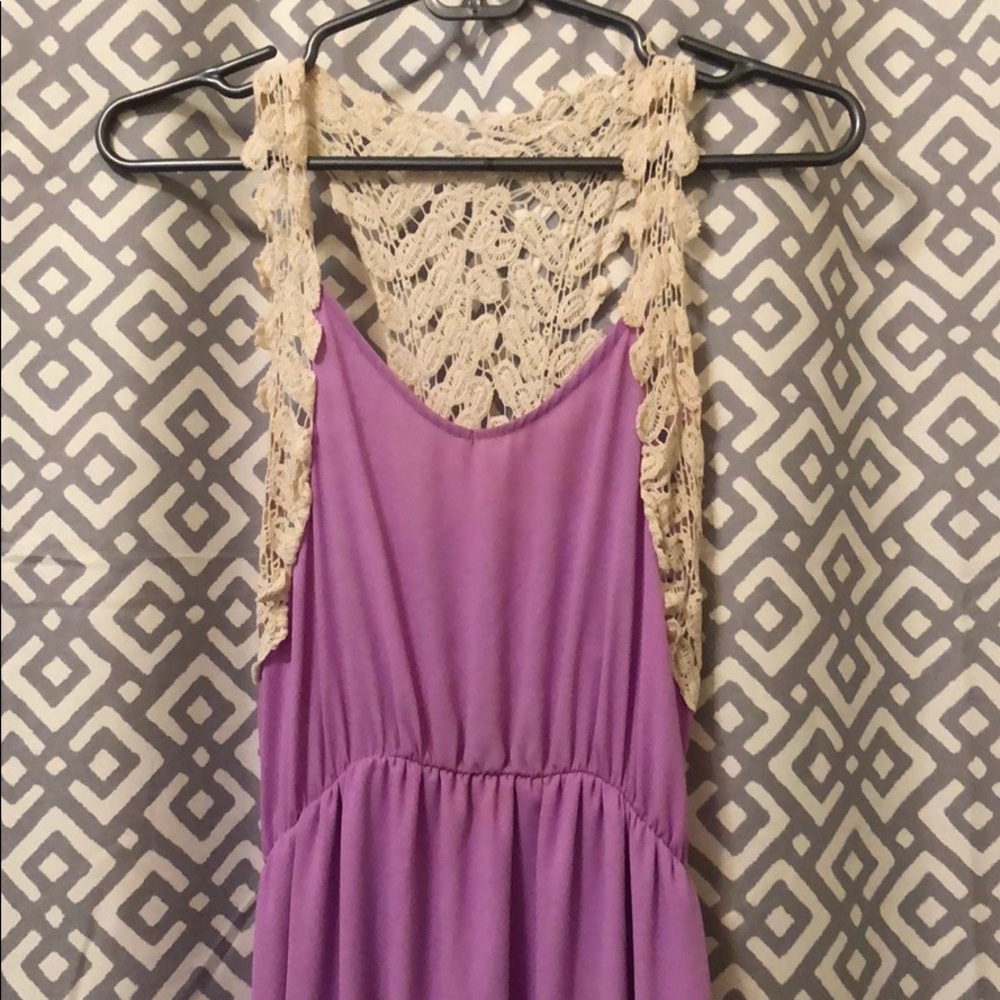 Purple maxi with off white lace